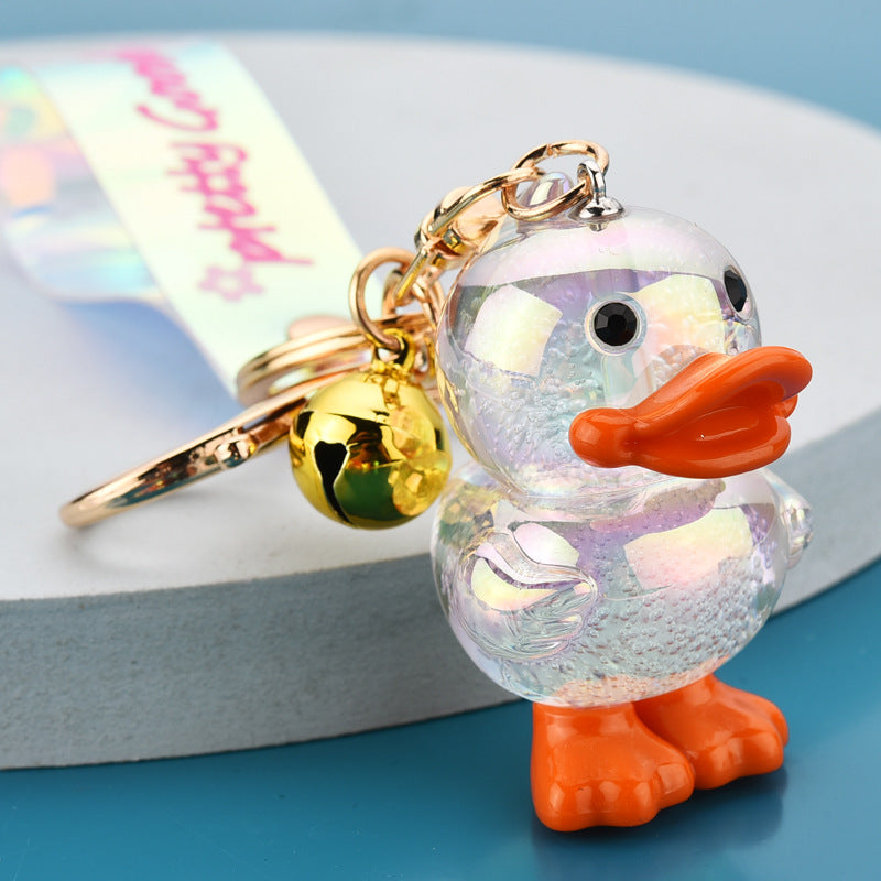 Wholesale Acrylic Fantasy Duck Print Fantasy Leather Rope Keychain